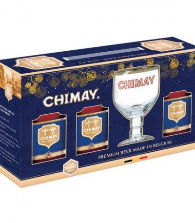 xách quà chimay xanh 3 chai 1 ly