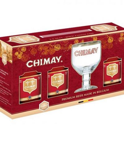 xách quà chimay đỏ 3 chai 1 ly.