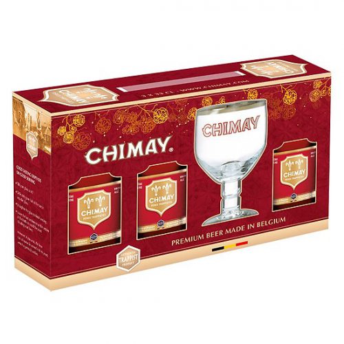 xách quà chimay đỏ 3 chai 1 ly.