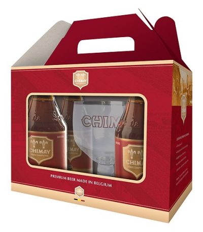 xách bia chimay đỏ quà tặng 4 chai 1 ly