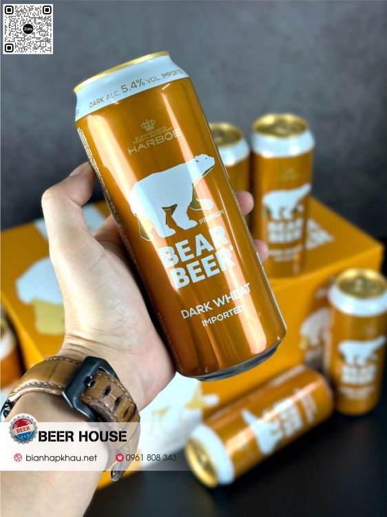 Lon bia gấu dark wheat 500ml