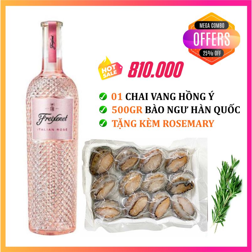 Combo 1 Chai Vang Hồng Ý , 500gr Bào Ngư Hàn Quốc