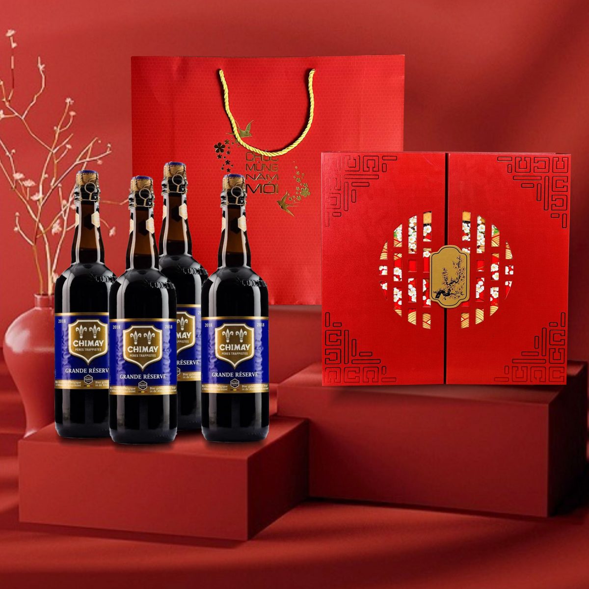 Hộp quà 4 chai chimay xanh 750ml