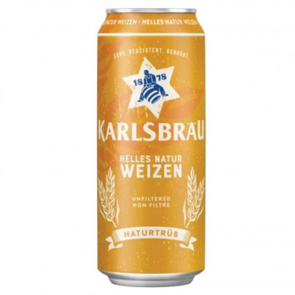 Bia Karlsbrau Helles Natur Weizen 5,2% - Lon 500ml - Thùng 24 Lon