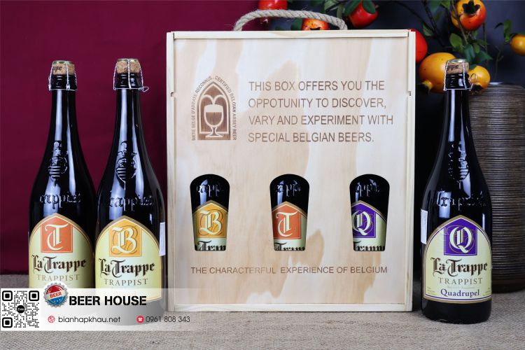 Hộp gỗ 3 chai bia La Trappe