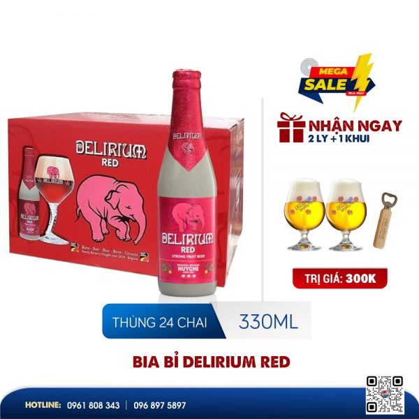 Bia Con Voi Delirium Red 8% – Chai 330ml – Thùng 24 Chai