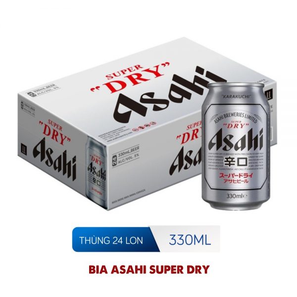 Bia Asahi Super Dry 5% – Thùng 24 Lon 330ml